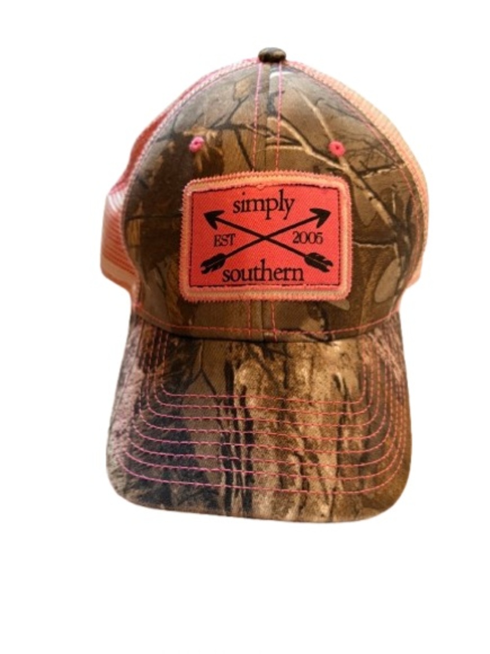 Simply Southern Camo Cap with Pink Patch and Stitching